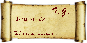 Tóth Girót névjegykártya